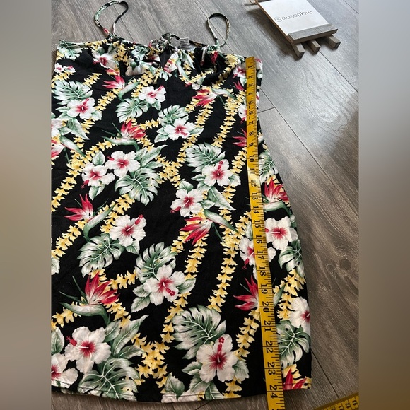 Aqua Blues Vintage Y2K Hawaiian Birds of Paradise Keyhole Milkmaid Mini Dress. L - Picture 2 of 11